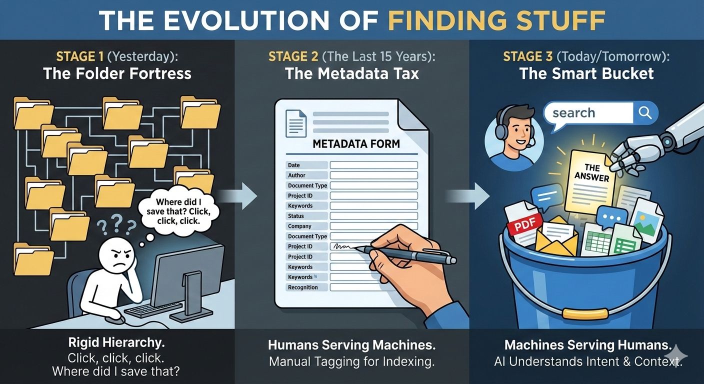 The evolution of finding stuff